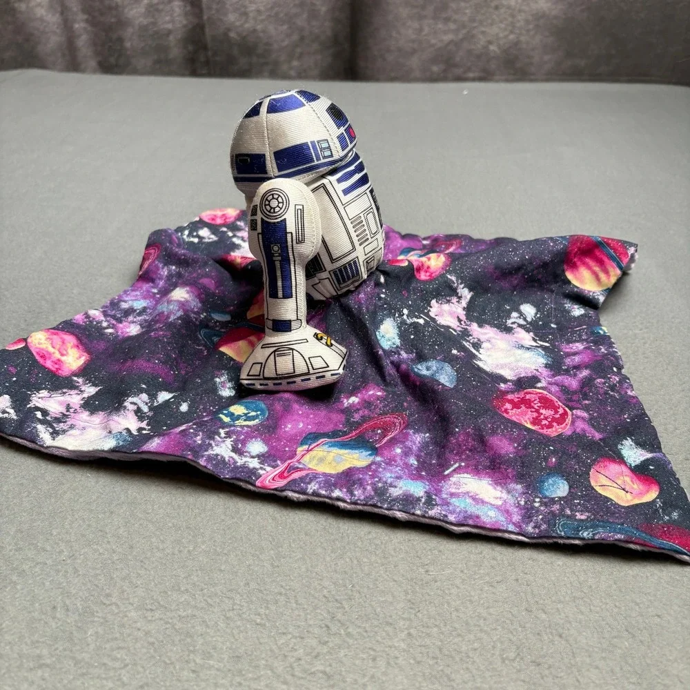 Star Wars R2-D2 Plush Lovey Security Blanket Galaxy Planet Purple White